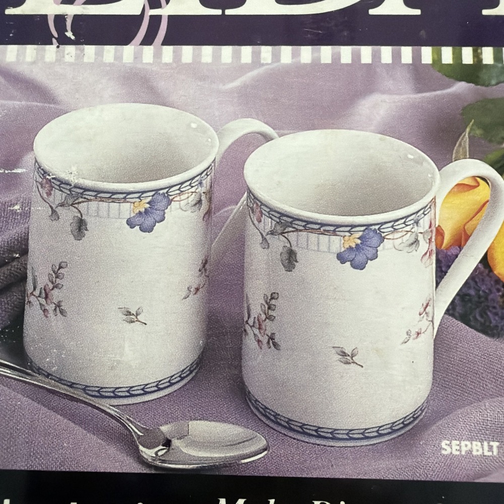 Oneida Blue Lattice Mugs Set Of 4 Floral Cottagecore Vintage Make Dinner Special